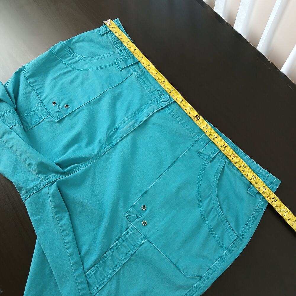 Style & Co Turquoise Blue Cargo Capri Pants 18W cotton blend drawstring cuffs - Picture 7 of 10
